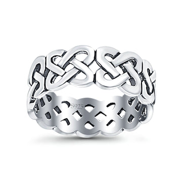 Celtic Oxidized Band Solid 925 Sterling Silver Thumb Ring (7mm)